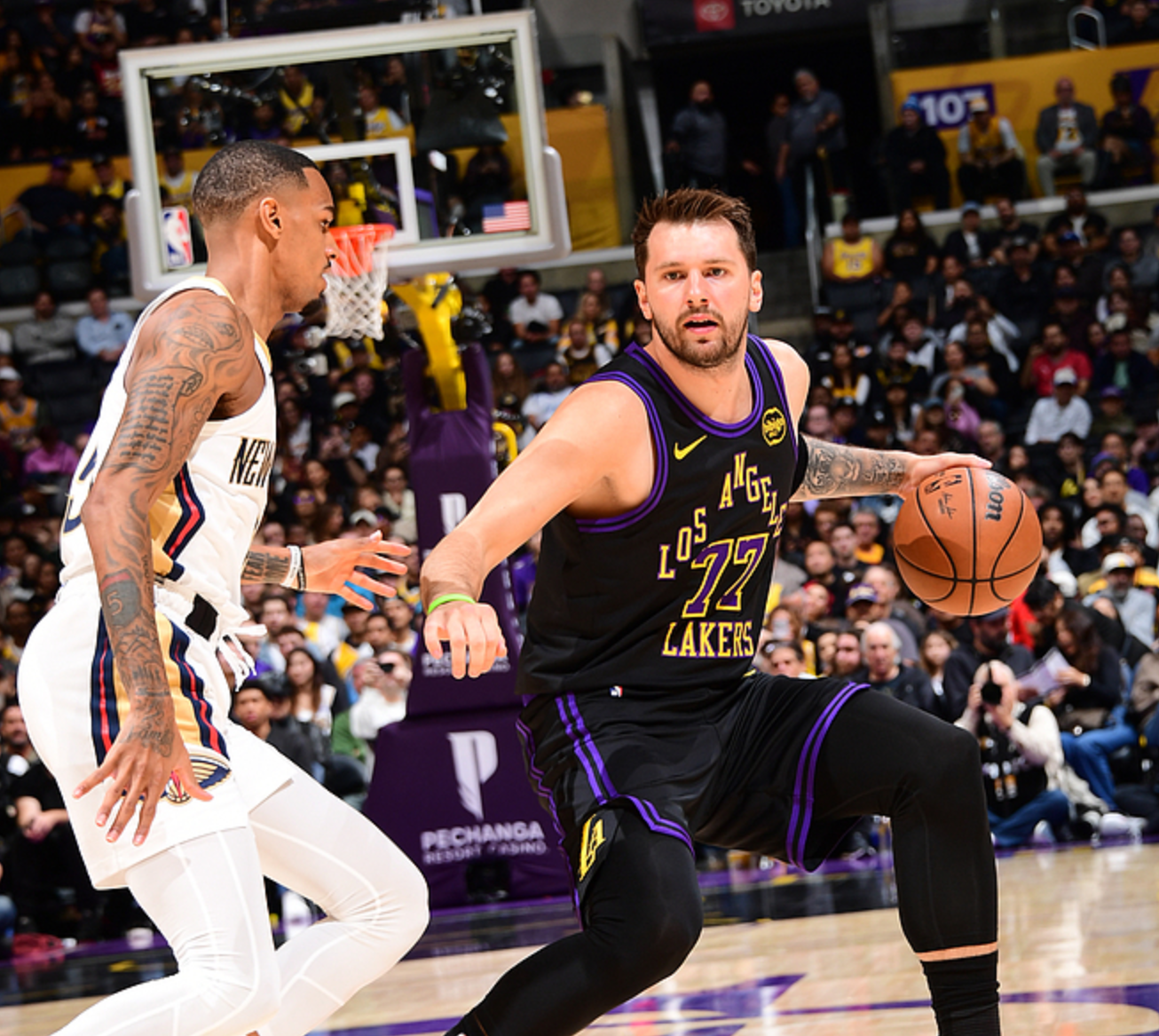 espn nba-湖人110-101击败鹈鹕！东契奇创50年队史纪录，老詹创3个NBA纪录